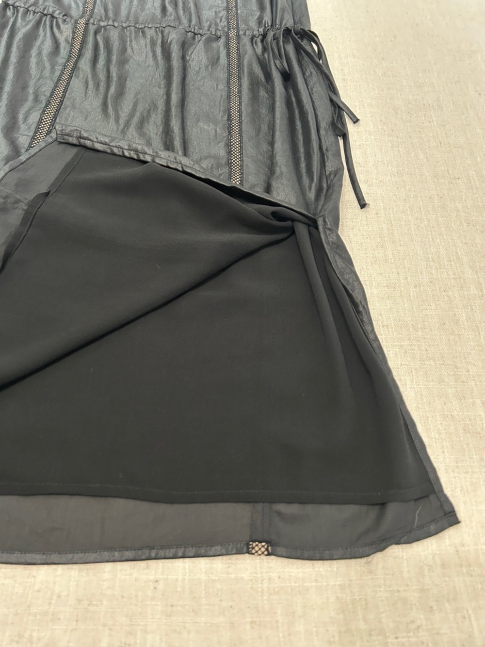 BCBGMaxAzria Greta Dress XXS Black Lace Low Waist Flapper Sleeveless Midi - Picture 11 of 16